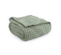 Milam London Joanna Collection Joanna Couvre-lit de lit 100 % coton doux pour lit, jeté de canapé 3 places, 220 x 250 cm, vert sauge