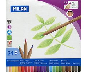 MILAN 0722124 Coffret de 24 Crayons de couleur avec grande mine diamètre 3,3 mm 213