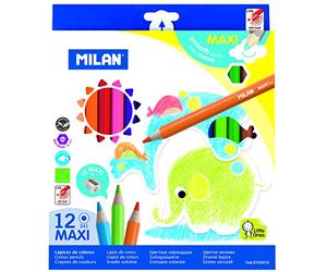 MILAN 0722412 Maxi Boîte de 12 Crayons hexagonaux avec Taille-crayon