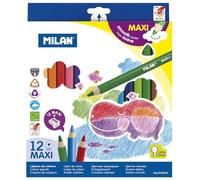 MILAN Crayons triangulaires 0722612 - Maxi boîte de 12 avec taille-crayon