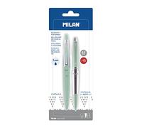 MILAN - 1 stylo avec encre bleue et 1 porte-mines 0.5 mm Capsule Silver, turquoise