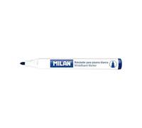 Milan 16529121 Boîte de 12 feutres pour tableau blanc Effaçables à sec Encre à l'alcool Pointe ronde Bleu