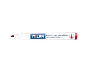 Milan 16529123 Boîte de 12 feutres pour tableau blanc Effaçables à sec Encre à l'alcool Pointe ronde Rouge