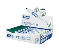 Milan 16529124 Boîte de 12 feutres pour tableau blanc Effaçables à sec Encre à l'alcool Pointe ronde Vert