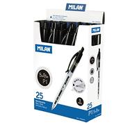 Milan 17652225 Boîte de 25 stylos à bille P1 avec bouton-poussoir Noir