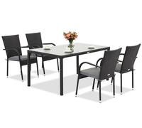 Milan 4 Garden Point technorattan set black