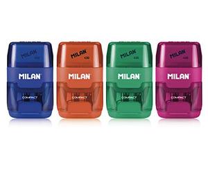 Milan 4703116 Présentoir 16 taille-crayons + gomme Compact