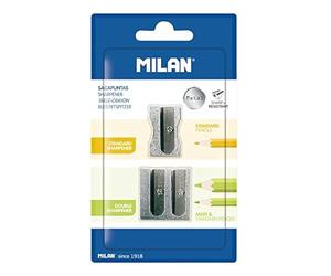 Milan 64056 Lot de 2 taille-crayons en aluminium Argenté