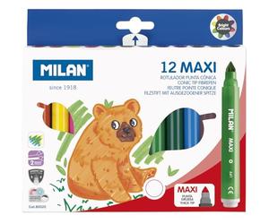 MILAN 80020 Maxi Boîte de 12 Marqueurs à base d'eau