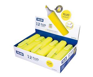 Milan 80036 Boîte de 12 surligneurs plats Jaune