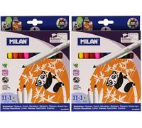 MILAN 80093 Boîte de 11 Marqueurs effaçables cône pointe avec Marqueur effaceur (Lot de 2)