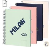 Milan A4 Spiral Bloc Avec Couverture Rigide 80 Feuilles 95g/m2 4 Unités Transparent Transparent One Size