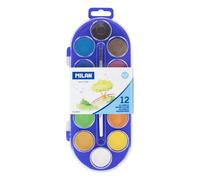 MILAN Palette de 12 pastilles d'aquarelles Ø30 mm avec pinceau