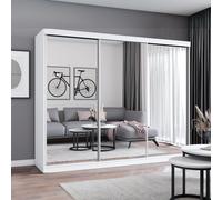 MILAN Armoire à portes coulissantes 250cm blanc/blanc avec miroirs et tiroirs