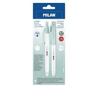 MILAN Blister 1 stylo P1 encre bleue + 1 porte-mines PL1 0,7 mm Edition + BWM10447IBG Blanc et turquoise Set 2 pièces