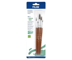 Milan Blister 5 Pinceaux Ronds Poils De Chèvre & Synthétiques Série 101 N° 0 4 6 8 Et 12