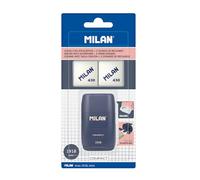 MILAN Blister de marque COMPACT série 1918 – bleu avec 2 gommes de rechange