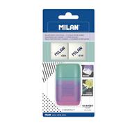 MILAN Blister en plastique compact Sunset lilas + 2 gommes de rechange, BYM10451, turquoise et rose