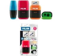 Milan Blister Gomme Avec Taille-Crayon Compact Mix+2 Gommes de rechange Transparent Transparent One Size