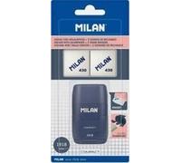 Milan Blister Gomme Avec Taille-Crayon Série Compact 1918 + 2 pièces de rechange Gommes Transparent Transparent One Size