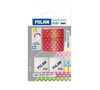 Blister Milan Rose Duet Look Taille-crayon+ 2 Gommes Transparent Transparent One Size