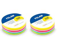 MILAN® Bloc de 250 notes adhésives amovibles rondes, couleurs fluo Ø 67 mm (Lot de 2)