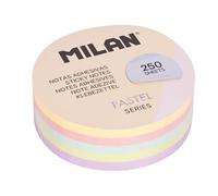 MILAN Bloc de 250 notes adhésives amovibles rondes, couleurs pastel Ø 67 mm