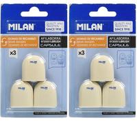 MILAN BNM10258 Blister 3 Gommes de remplacement pour Aiguiseur Capsule (Lot de 2)