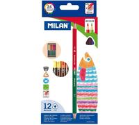 Milan Boîte 12 Stylos De Couleur 2 Pointes Triangulaires