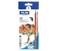 MILAN – Boîte de 12 crayons de couleur triangulaires aquarellables avec pinceau