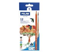 MILAN – Boîte de 12 crayons de couleur triangulaires aquarellables avec pinceau