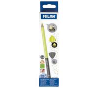 Milan Boîte De 12 Crayons Triangulaires Bicolor Fluo Graphite