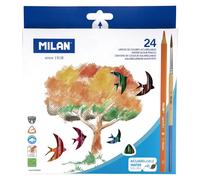 MILAN Crayons aquarellables triangulaires 0742324 – 24 pièces avec pinceau