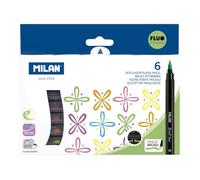 MILAN Boîte de 6 marqueurs pointe pinceau couleurs Fluo