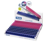 Milan Boîte De Présentation 10 Gomme&règle Métalliques Série Acid 15 Cm