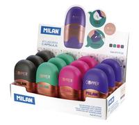Milan Boîte De Présentation 12 Gommes Avec Taille-crayon Capsule Cuivre