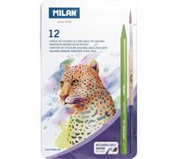 Milan boîte métallique 12 crayons de couleur aquarellables + 1 pinceau Multicolore Multicolore One Size