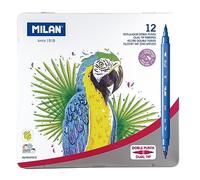 MILAN Boîte métallique 12 feutres double pointe fine-pinceau