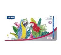 MILAN Feutres Metal Box 24 – Double pointe fine/pinceau – Multicolore pour enfants