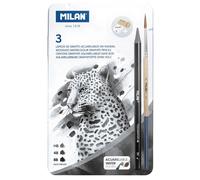 Crayons Graphite - Aquarelle - Hb, 4b Et 8b - Accessoires - Boîte Métal - Milan