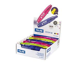 MILAN Boîte présentoir 12 bandes correctrices avec poussoir 5 mm x 6 m Acid