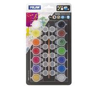 MILAN Peinture tempéra BWM10244 - Blister 14 flacons, 12 pots de mélange et pinceau - 5 ml