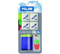 MILAN BYM10273 Collection School Taille-crayons Blister avec 4 effaceurs 430