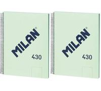 MILAN® Cahier A4 à spirale avec couverture rigide, 80 feuilles blanches de 95 g/m², collection 430 since 1918, vert (Lot de 2)