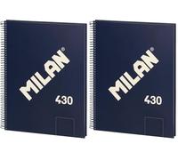 MILAN® Cahier A4 à spirale avec couverture rigide, 80 feuilles blanches de 95 g/m², collection 430 since 1918, bleu (Lot de 2)
