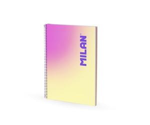 MILAN® Cahier A4 à spirale avec couverture rigide, papier ligné, 90 feuilles de 95 g/m², collection Sunset, jaune