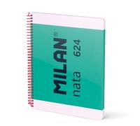 MILAN® Cahier A4 à spirale et couverture rigide, papier quadrillé, 80 feuilles crème®, vert