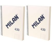 MILAN® Cahier A4 avec couverture rigide, papier ligné (7 mm), 120 feuilles de 95 g/m², collection gomme 430, beige (Lot de 2)