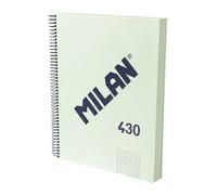 MILAN® Cahier A4 avec couverture rigide, papier quadrillé (5 x 5 mm), 120 feuilles de 95 g/m², collection gomme 430, vert