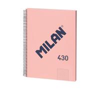 MILAN® Cahier A4 avec couverture rigide, quadrillage 5 x 5 mm, 80 feuilles, papier de 95 g/m², série 1918, rose
